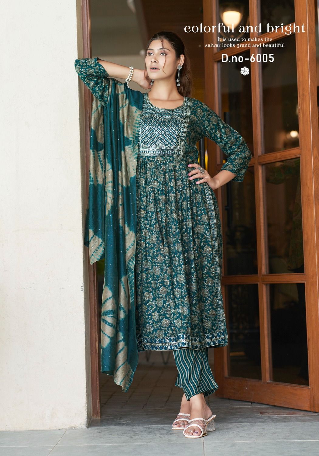 Sara Vol 6 By Mystic 9 Naira Cut Rayon Foil Printed Kurti With Bottom Dupatta Wholesale Market In Surat
